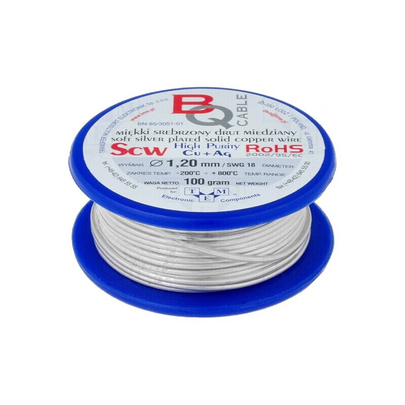 Sârmă de cupru argintată 1,2mm 100g | Electronic-mag.ro | Componente Electronice