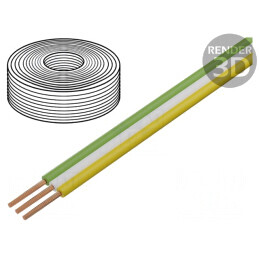 Cablu bandă cupru 3x0,25mm2 PVC alb/verde/galben