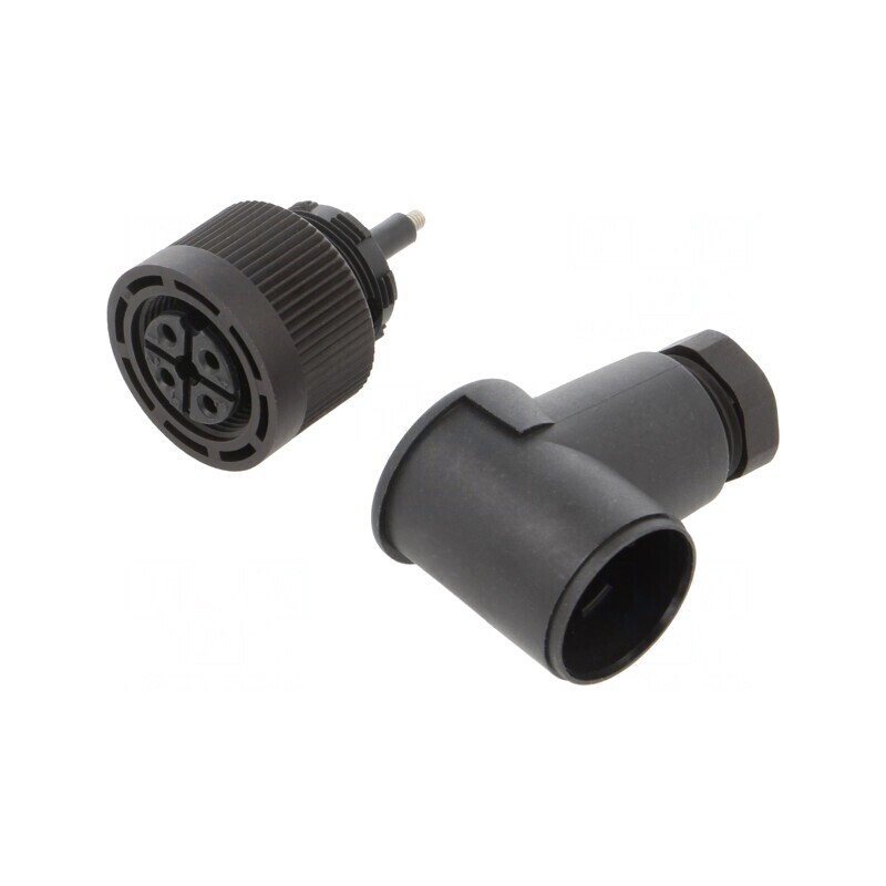 Mufă M18 4-PIN Mamă IP65 250V 4A 90° | Electronic-mag.ro | Componente Electronice
