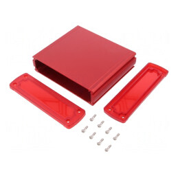 Carcasă universală aluminiu roșu 146,6mm x 129mm x 41,6mm | Electronic-mag.ro | Componente Electronice
