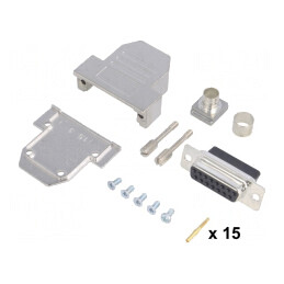 Mufă D-Sub 15 pini femelă crimpată pe cablu neagră | Electronic-mag.ro | Componente Electronice