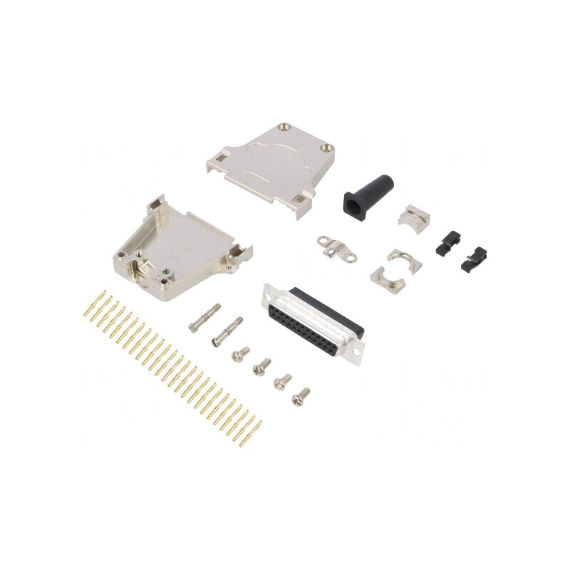 Mufă Mamă D-Sub 25 Pin Crimpat pe Cablu Neagră | Electronic-mag.ro | Componente Electronice