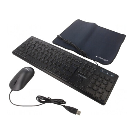 Kit de birou negru USB cu cablu, layout US, 1.4m | Electronic-mag.ro | Componente Electronice