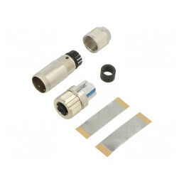 Mufă Ethernet M12 PIN 4 mamă drept push-lock | Electronic-mag.ro | Componente Electronice