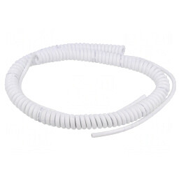 Cablu Spiralat Neecranat PUR Alb 0,8m | Electronic-mag.ro | Componente Electronice