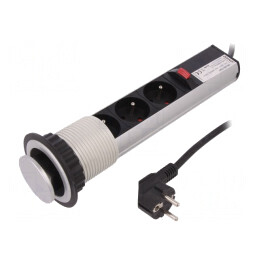 Prelungitor cu prize 16A 3680W argintiu | Electronic-mag.ro | Componente Electronice
