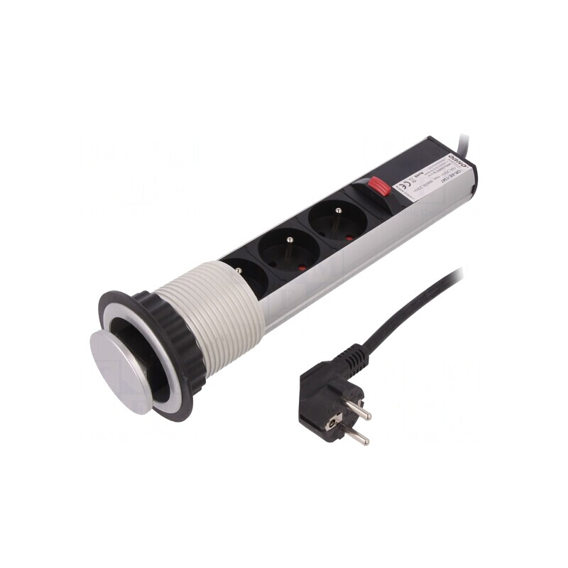 Prelungitor cu prize 16A 3680W argintiu | Electronic-mag.ro | Componente Electronice