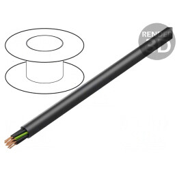 Cablu | H07RN-F | rotund | litat | Cu | 12G2,5mm2 | gumă | negru | 450V,750V | 1600154