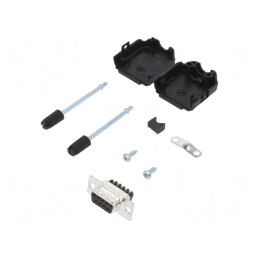 Conector D-Sub 9-Pin Mamă Drept cu Terminal Șurub și Contacte Aurite pe Cablu | Electronic-mag.ro | Componente Electronice