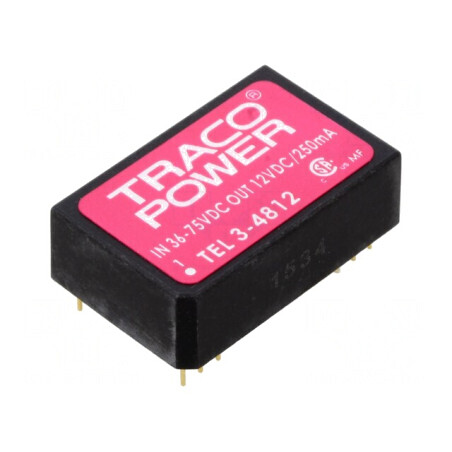Convertor DC/DC 3W 36-75V la 12V 250mA DIP24 | Electronic-mag.ro | Componente Electronice