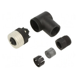 Conector M12 4-Pin Unghi PG7 125VAC 3A | Electronic-mag.ro | Componente Electronice
