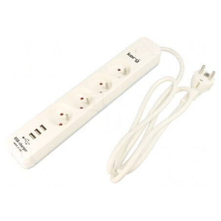 Prelungitor cu Protecție la Supratensiune, 4 Prize, 16A | Electronic-mag.ro | Componente Electronice