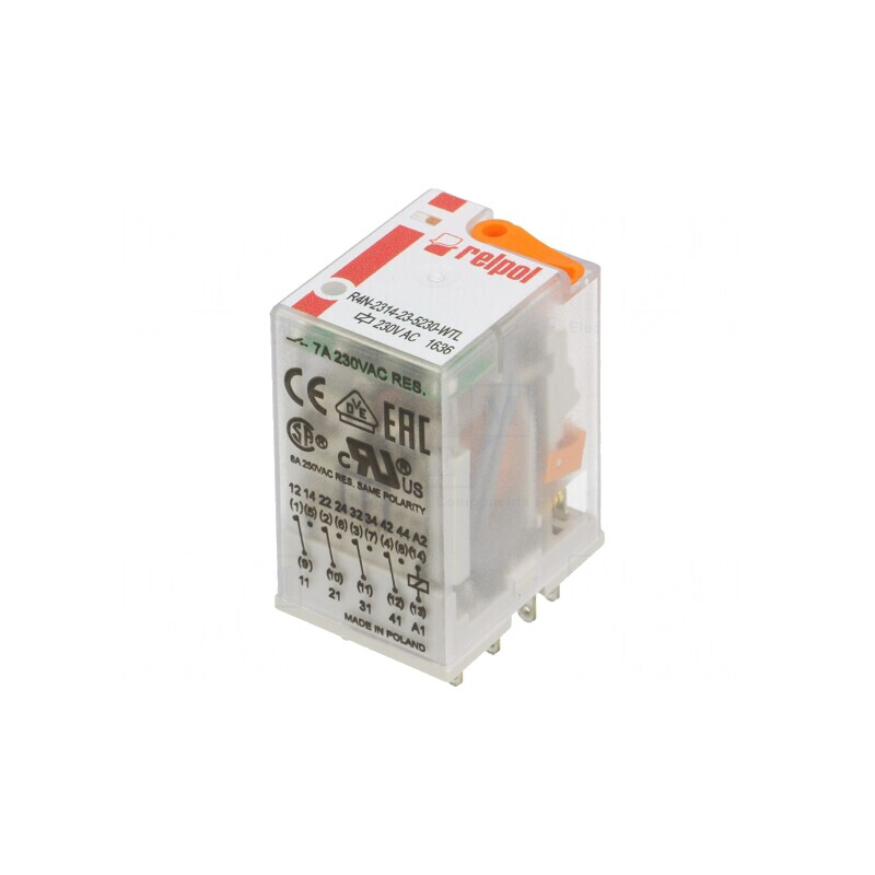 Releu Electromagnetic 4PDT 230VAC 6A | Electronic-mag.ro | Componente Electronice