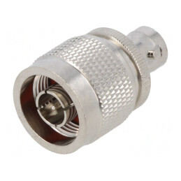 Adaptor; BNC mamă,N tată; Izolaţie: PTFE; 50Ω; Mat: alamă; 4GHz