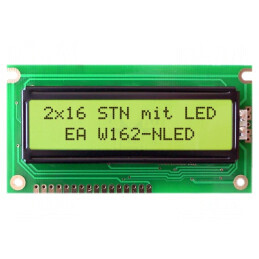 Afișaj LCD Alfanumeric 16x2 Galben-Verde LED | Electronic-mag.ro | Componente Electronice
