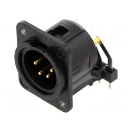 Conector XLR Tată 90° Negru 6A