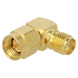 Adaptor SMA Tată-Mamă Unghi 90° 50Ω Aurit | Electronic-mag.ro | Componente Electronice