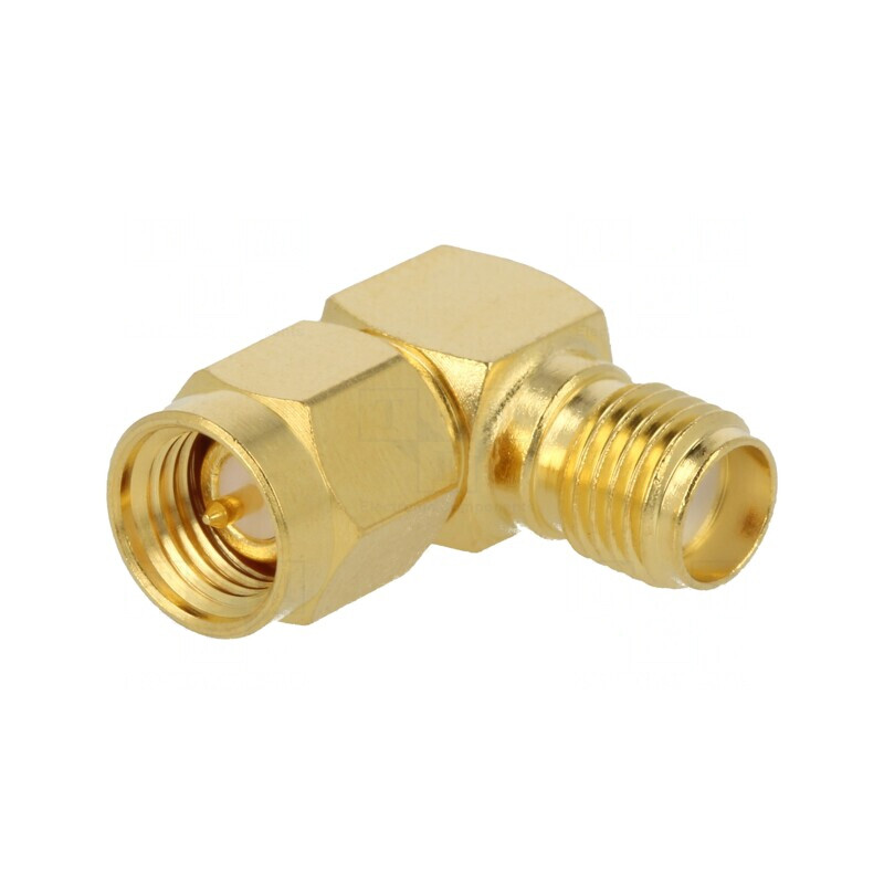 Adaptor SMA Tată-Mamă Unghi 90° 50Ω Aurit | Electronic-mag.ro | Componente Electronice