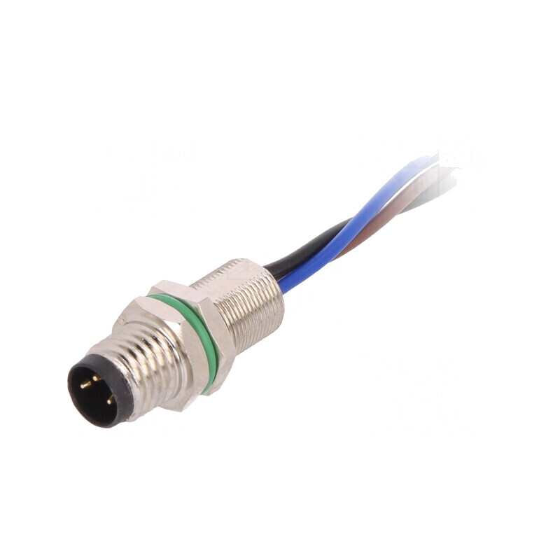 Conector M8 Tată 3 Pin pentru Montare pe Panou cu Piuliță din Spate | Electronic-mag.ro | Componente Electronice