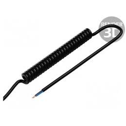 Cablu spiralat 2x0,5mm2 neecranat 0,8m-3,2m negru