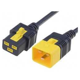 Cablu de Alimentare IEC C19 C20 2m Negru 16A cu Blocare