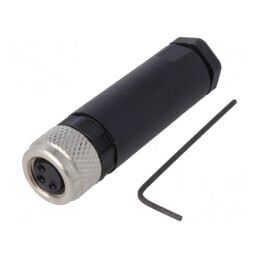 Conector M8 Femelă 3 PIN Cablu 3A IP67 60V | Electronic-mag.ro | Componente Electronice