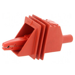 Bornă crocodil 20A roșie prindere max 25mm 5kV | Electronic-mag.ro | Componente Electronice