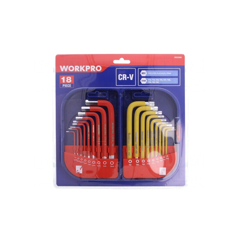 Set Chei Imbus și Torx 18 bucăți Oțel Crom-Vanadium W022009 | Electronic-mag.ro | Componente Electronice