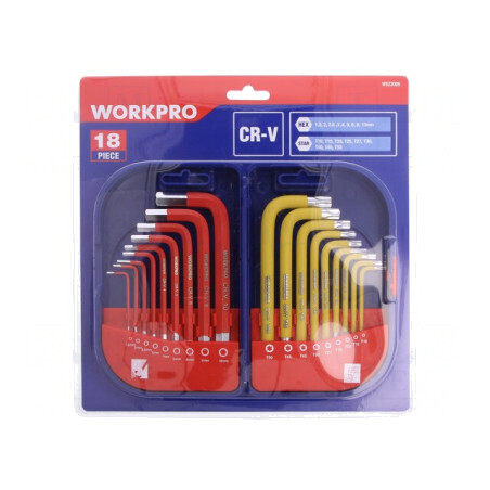 Set Chei Imbus și Torx 18 bucăți Oțel Crom-Vanadium W022009 | Electronic-mag.ro | Componente Electronice