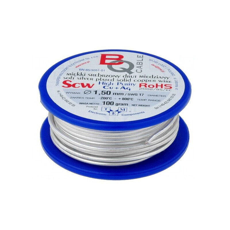 Sârmă de Cupru Argintată 1,5mm 100g | Electronic-mag.ro | Componente Electronice