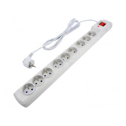 Prelungitor cu protecție la supratensiune, 9 prize, 10A | Electronic-mag.ro | Componente Electronice