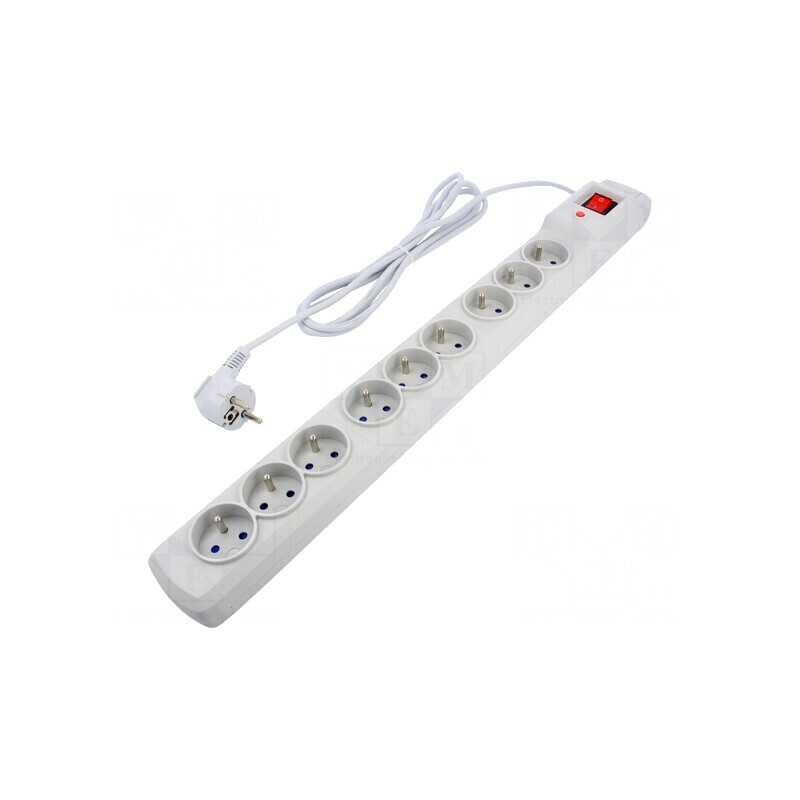 Prelungitor cu protecție la supratensiune, 9 prize, 10A | Electronic-mag.ro | Componente Electronice