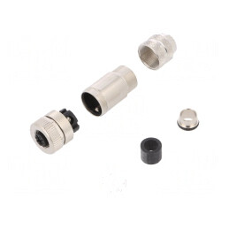 Mufă M12 Ethernet 4 PIN Mamă pe Cablu Drept 6-8mm | Electronic-mag.ro | Componente Electronice
