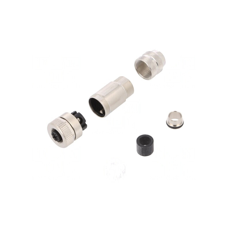 Mufă M12 Ethernet 4 PIN Mamă pe Cablu Drept 6-8mm | Electronic-mag.ro | Componente Electronice