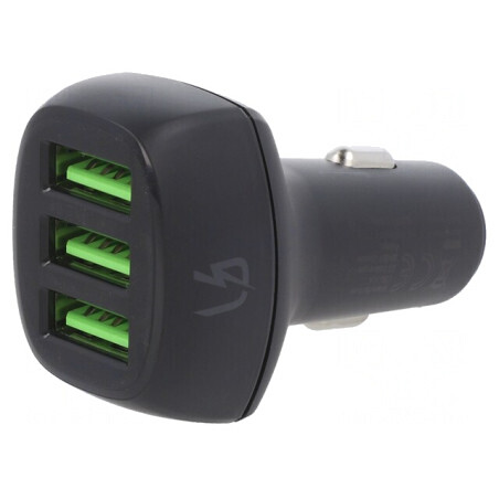 Încărcător Auto USB Triple Negru 12-24V | Electronic-mag.ro | Componente Electronice