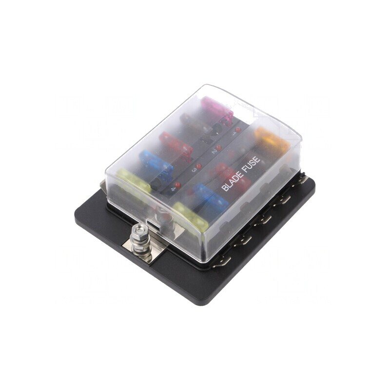Splitter Alimentare Auto cu 10 Siguranțe și Carcasă LED | Electronic-mag.ro | Componente Electronice