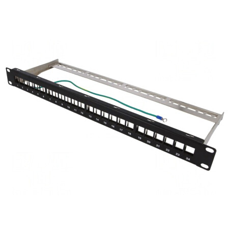 Patch Panel Keystone 24 Porturi 19" Negru | Electronic-mag.ro | Componente Electronice