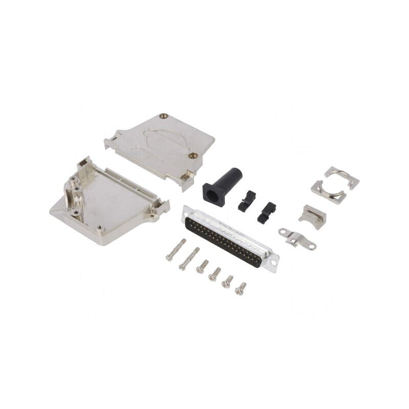Conector D-Sub 37 pini tată în unghi 45° lipire pe cablu gold flash | Electronic-mag.ro | Componente Electronice