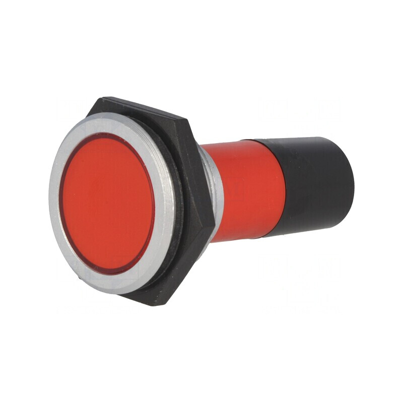 Lampă LED plată roșie 230V IP67 Ø30mm Alamă | Electronic-mag.ro | Componente Electronice