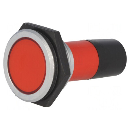 Lampă LED plată roșie 230V IP67 Ø30mm Alamă | Electronic-mag.ro | Componente Electronice