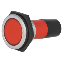 Lampă LED plată roșie 230V IP67 Ø30mm Alamă | Electronic-mag.ro | Componente Electronice