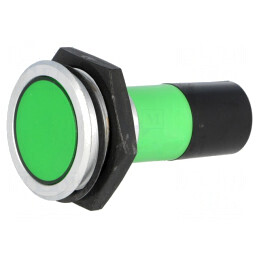 Lampă LED verde 230VAC Ø30,2mm IP67 alamă
