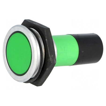 Lampă LED verde 230VAC Ø30,2mm IP67 alamă | Electronic-mag.ro | Componente Electronice