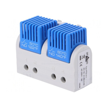 Termostat NO cu Sensori x2 5A 250VAC Cleme Șurub -40÷80°C | Electronic-mag.ro | Componente Electronice