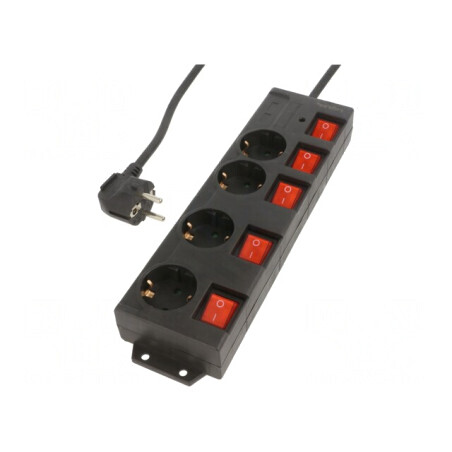 Prelungitor 4 Prize 250V 16A Negru | Electronic-mag.ro | Componente Electronice