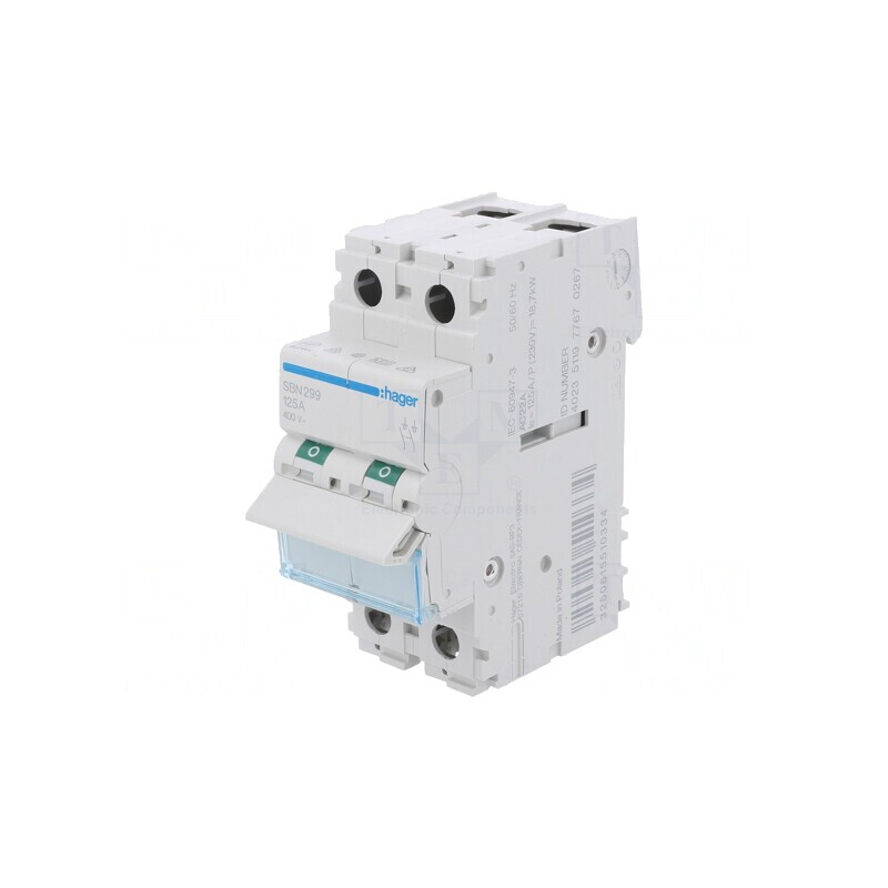 Separator-întrerupător 2P 125A 400VAC pentru șină DIN | Electronic-mag.ro | Componente Electronice