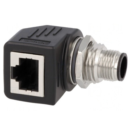 Adaptor M12 tată la RJ45 soclu Cat 5e | Electronic-mag.ro | Componente Electronice