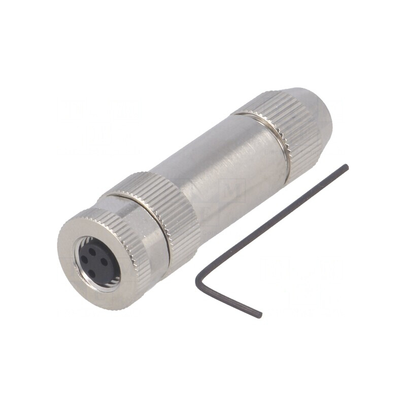 Conector M8 Mamă 4 PIN Drept Ecranat pe Cablu IP67 30V | Electronic-mag.ro | Componente Electronice