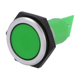 Lampă de control LED verde 24-28VDC IP67 Ø30,2mm | Electronic-mag.ro | Componente Electronice