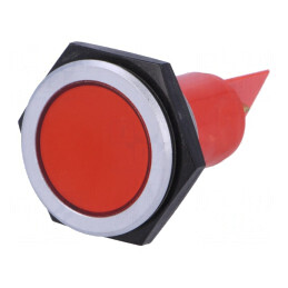 Lampa de control LED plată roșie 24-28V IP67 Ø30,2mm